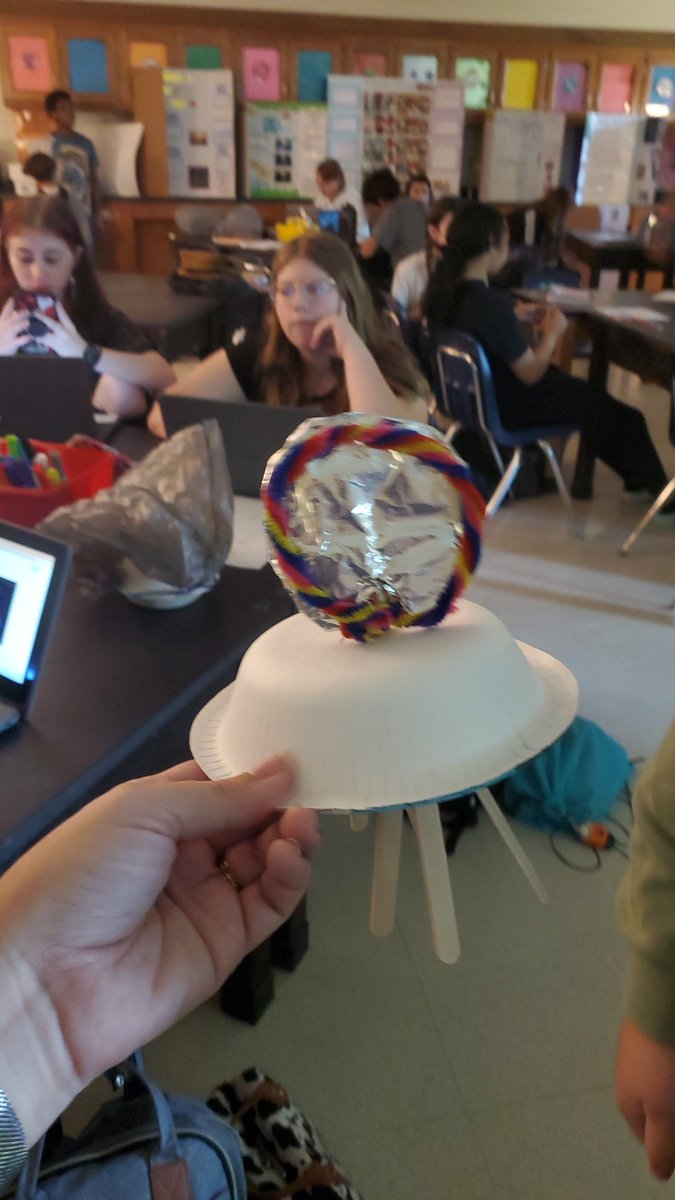 MrsRieflerSJMS's tweet photo. Our latest project involved monopoly money,  dollar store items,  and a "budget".  We built space technologies to help study black holes,  dark matter,  galaxies, and exoplanets and much more! These kids did great! https://t.co/YcSMaGFz03