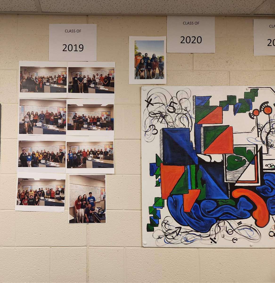 mrjohnsmath's tweet photo. Got the Math/Science Center ready for Decision Day tomorrow showing off some of the past few years seniors.  Excited for the seniors to show off where they will be continuing their academic studies. Go LZ Bears! Show the world what you know. #LZBears #DecisionDay @LZHSBEARS https://t.co/L2wYnBVYl1