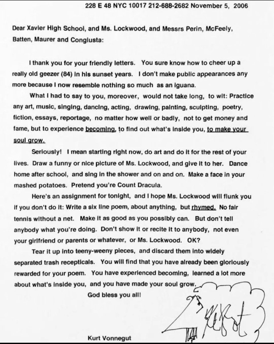 Great advice for artists or anybody really from Kurt Vonnegut