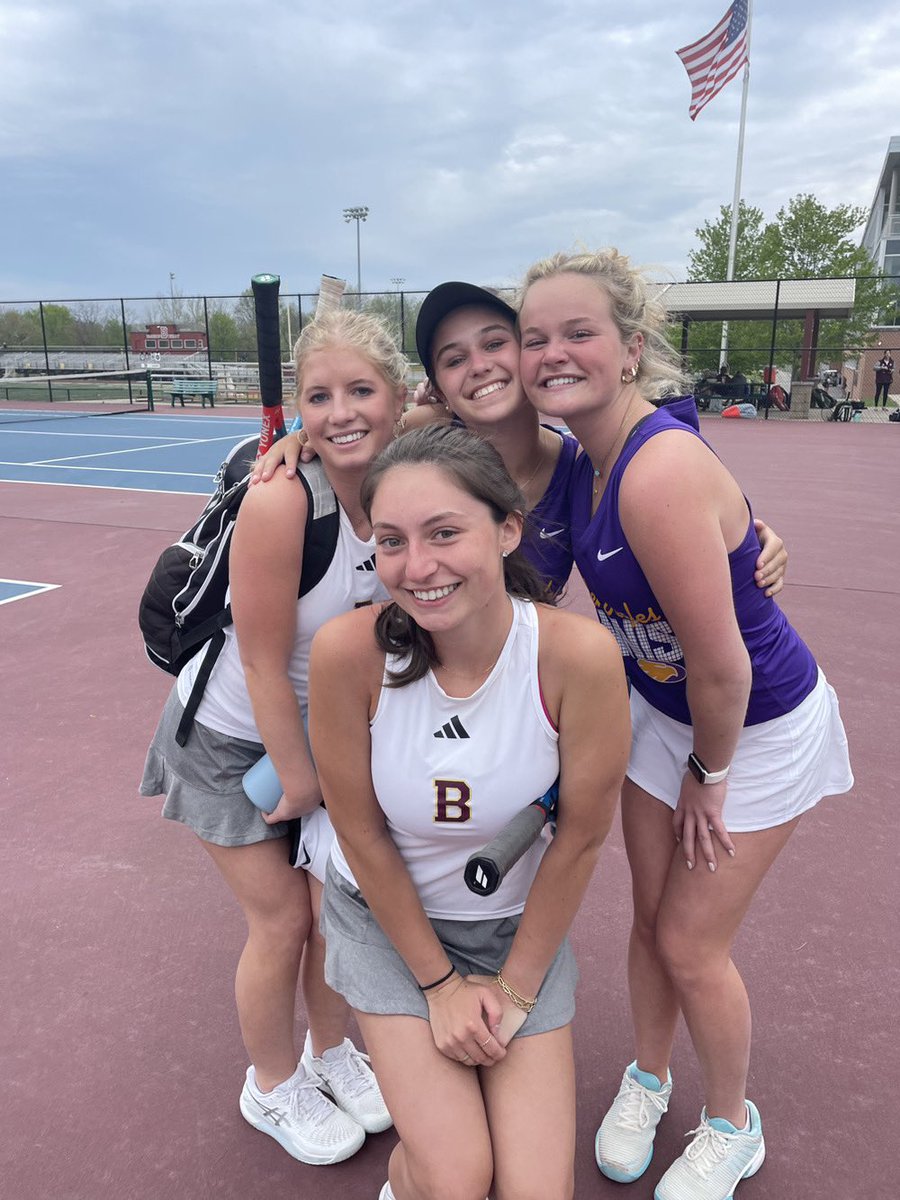 Girls tennis falls to conference rival Brebeuf 1-4 in tonight’s dual match with the Braves. Winning for the Golden Eagles at #2 Doubles are Lauryn Reifel &amp; Ella Hood!   They won their match in a third set tiebreaker!  Way to go!  Wonderful sportsmanship displayed by both teams!