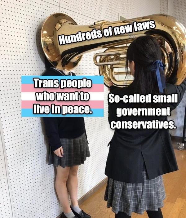 Conservatives have never given us smaller government 

#transrights #antistate #libertarian