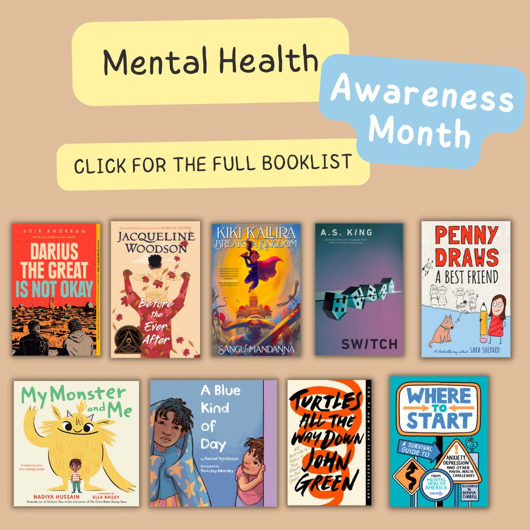 May is #MentalHealthAwarenessMonth. Help young readers understand and combat mental health stigma with these reads for grades K-12 from @adibkhorram @EllenHopkinsLit @nina_lacour @SanguMandanna @candiceiloh @sarabooks & more! Download the booklist: bit.ly/MentalHealthBo…