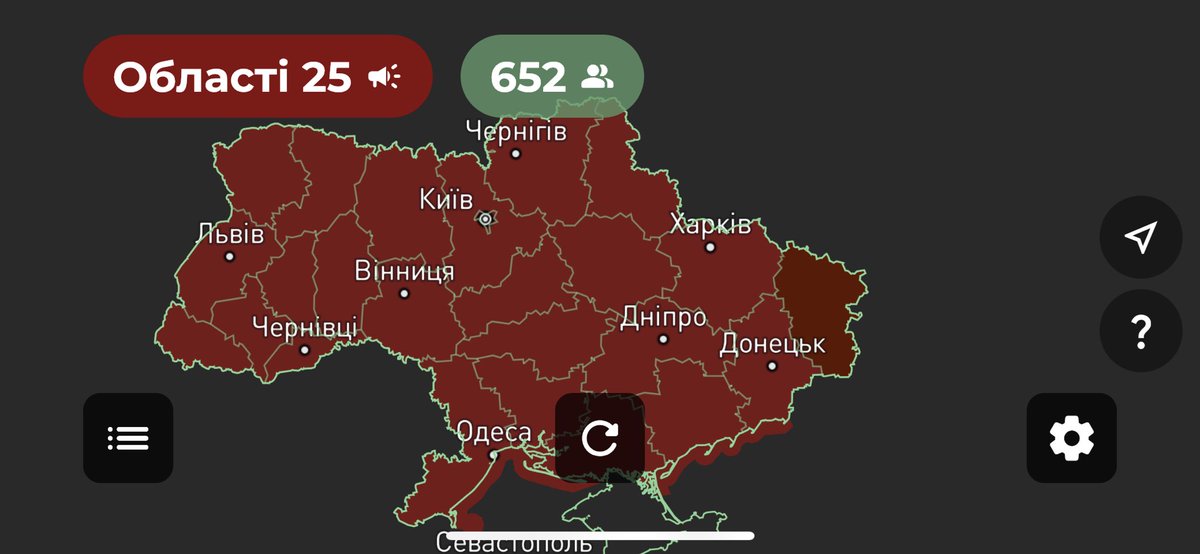 EuromaidanPR's tweet photo. Air raid alert in all oblasts of Ukraine https://t.co/pMInAWFNqO