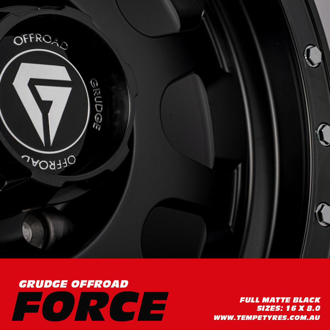 NEW! JUST IN! GRUDGE OFFROAD FORCE! 🔥🔥

Colour: Full Matte Black
Size: 16 x 8.0

👨💻 Shop tempetyres.com.au

#reelsoftheweek #sydney #grudgeoffroadwheels #offroading #offroadwheels #4x4 #grudgeoffroadwheels #wheels #adventure #force #sydney #australia #tempetyres