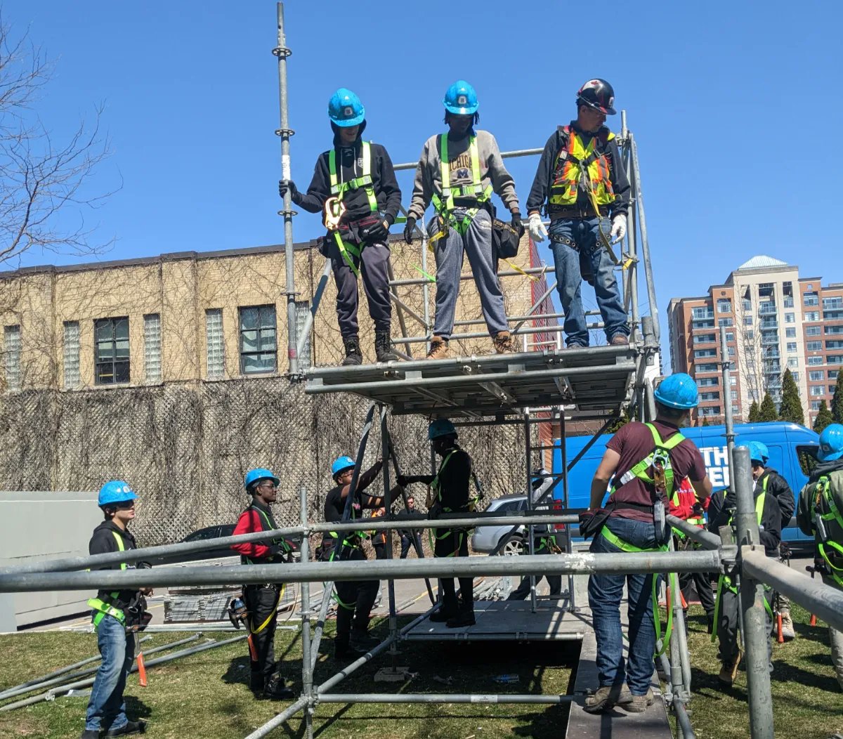 Exploring pathways &amp; new heights! Thanks <a href="/DonFryScaffold/">Don Fry Scaffold</a> <a href="/carpenters27/">Carpenters’ Union Local 27</a> for this amazing experience for our <a href="/TCDSB/">Toronto Catholic District School Board</a> #SHSMConstruction students! #Local27 #UBC27 #Scaffolding #shsm #Construction #SkilkedTrades