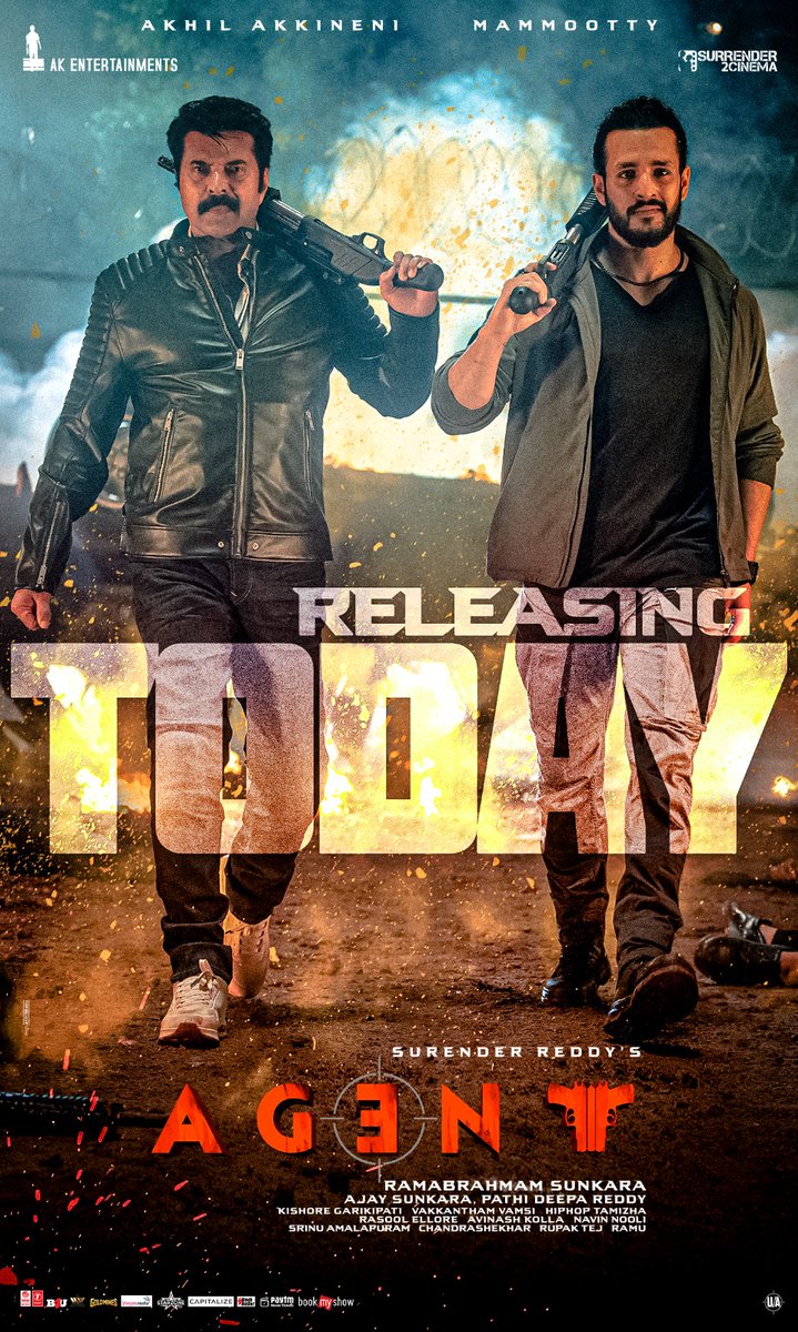 TeamAkhil's tweet photo. Get ready to drench in the WILD MADNESS of #AGENT 🔥.

GRAND RELEASE TODAY ❤️‍🔥

Book your tickets now!
- https://t.co/8HEzVfGjNZ

#AgentWildRideBegins 💥💥

@AkhilAkkineni8 @mammukka @sakshivaidya99 @DirSurender @AnilSunkara1 @AKentsOfficial https://t.co/e58SifGOoR