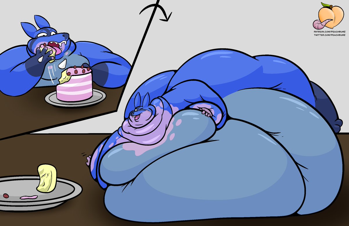 PeachBumz's tweet photo. Uh oh! Looks like one greedy 'cario ate a micro cake and is now hardly bigger than the cake they once gobbled down! Commission for @translov1! https://t.co/feKGrxZqoS
