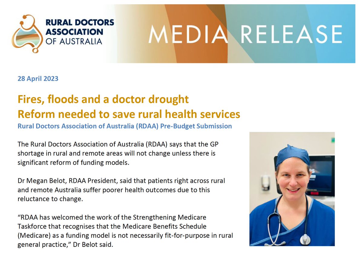 Bulk-billing rates are simply not enough to maintain a viable medical practice in a rural community. 

New initiatives are needed to support rural medical service viability and sustainability.

👉bit.ly/3oTz7mI
#ruralhealthcare #auspol #MedTwitter