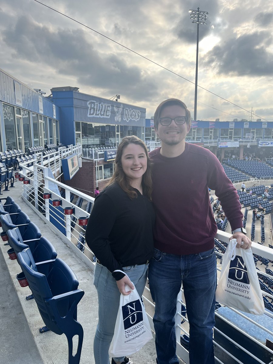 NeumannUniv's tweet photo. It was a great evening at @WilmBlueRocks for our admitted grad students! 

#neumanngrad https://t.co/n4xqDFEvAw
