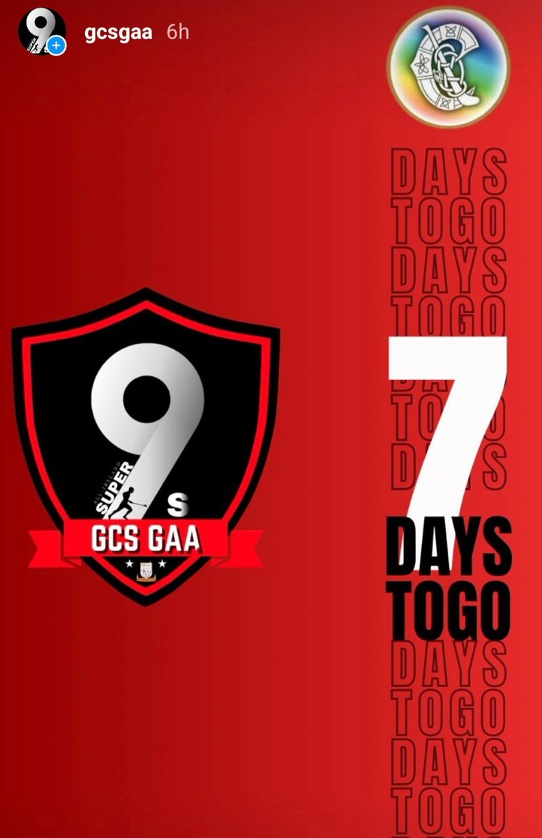 The countdown is on to the #GCSSuper9s 
Get to @GortGAA on the 4th May to see the best U15 camogie players in the country go up against each other in the All-Ireland Super 9's U15 Tournament #FutureLeadersEvents