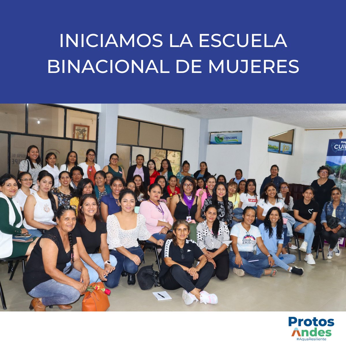 Protos_Andes's tweet photo. ¡Hoy iniciamos la Escuela Binacional de Mujeres! 💪💪Cuidadoras del agua en la cuenca #MayoChinchipe en #Ecuador 💙y #Perú ❤️.  

El #ProgramaCuidar, Protos Andes, @joinforwater  y sus aliados 🤝 impulsan la gobernanza participativa y sustentable del agua. 💦 https://t.co/fT1RnIlID1