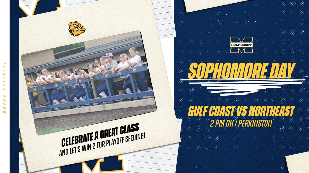 MGCCCBulldogs's tweet photo. SOFTBALL | @MGCCCSoftball salutes its Sophomores today while trying to finish as high as possible in the standings for playoff seeding …

🆚 : Northeast Mississippi
🏟️ : Ross-Smith Field
📍 : Perkinston
🕓 : 2 pm DH
📺 : https://t.co/GMnCe4U86V 
📰 : https://t.co/A6yMZtxRqh https://t.co/BmqoHgjpPt