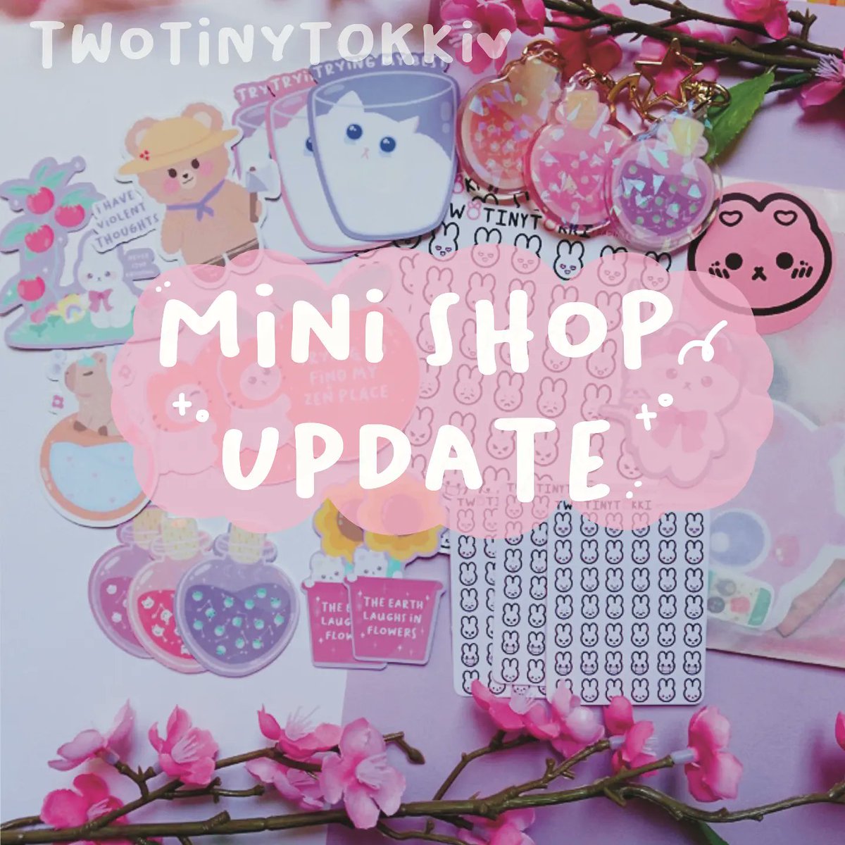 Mini shop update is live! 🥰🩷🌸 #artistsontwitter #cuteart #stickershop #stickerlove #SmallBusiness #kawaii #art