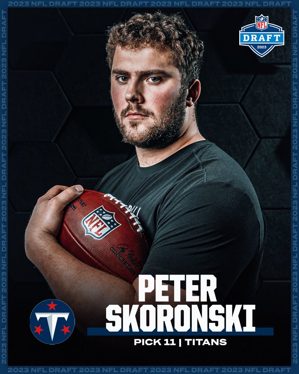 SportsCenter's tweet photo. With the 11th pick in the 2023 #NFLDraft, the Titans select Peter Skoronski ⚔️ https://t.co/qrjq4iRxQH