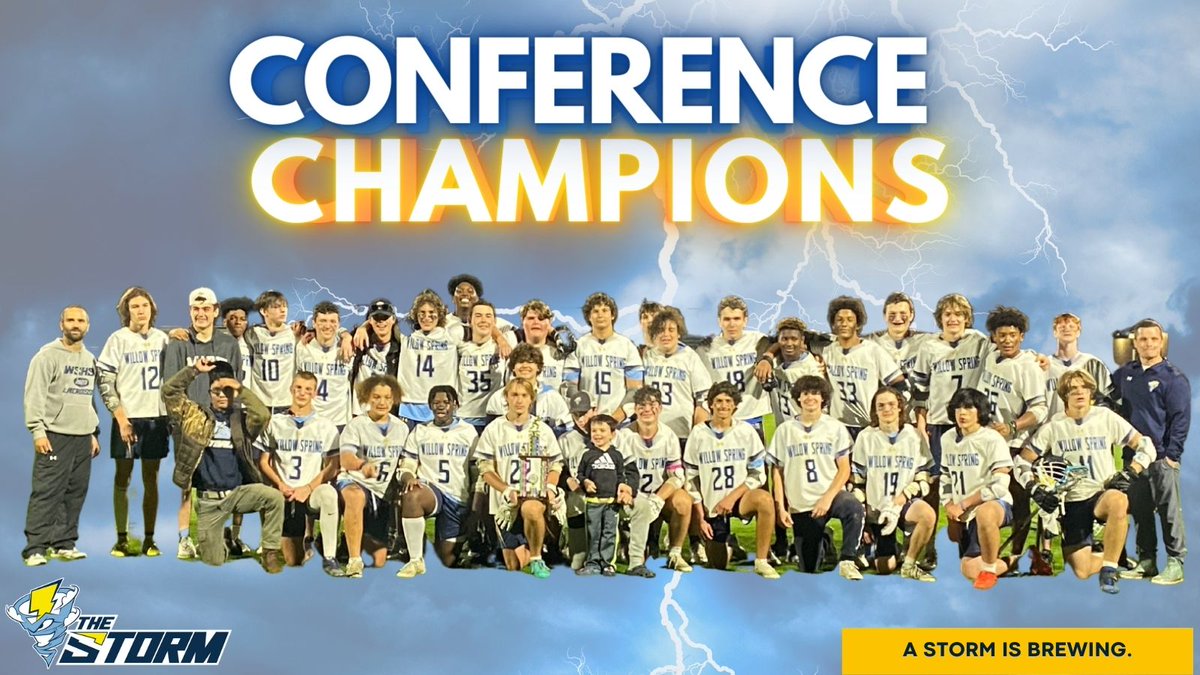 WS_Storm_MLax's tweet photo. 2023 GNR Conference Champions! 1st men's team in @WillowSpringHS history to win a championship. Congratulations to @LaxChhs who we share this championship with. #firstneverfollows #Paintitblue
@WS_Storm_Sports @HighSchoolOT @WCPSS_Lax @LaxSpeak https://t.co/80QkRcTO5E