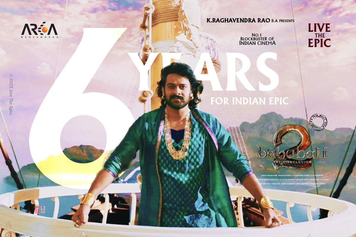 LivetheEpicc's tweet photo. The celebration of Indian Cinema had begun with this No.1 Blockbuster exactly '6' years ago...🥳⚡💥

Celebrating the 6th Blockbuster year of the Indian Epic - #Bahubali2..🎉😎

Follow and support @LivetheEpicc to experience the Never Before Bahubali Fan Saga.. https://t.co/ce5kf9KH0I