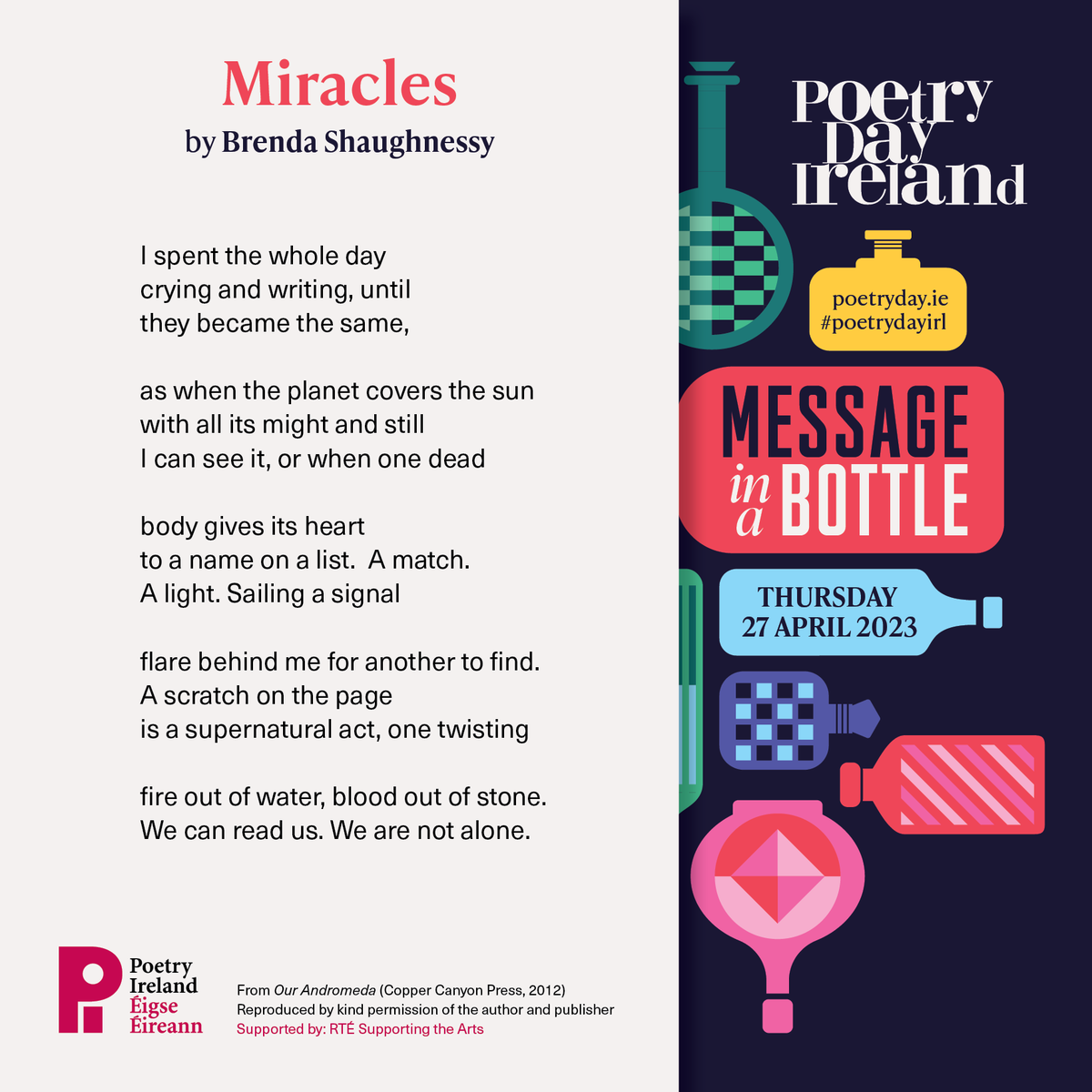 Poetry Ireland (@poetryireland) on Twitter photo Closing out #PoetryDayIrl with one final, fitting Pocket Poem: Miracles by <a href="/brendashaughnes/">Brenda Shaughnessy</a>
We are blown away by the incredible creativity the length and breadth of the island today. Tag us in your event pics - we ❤️ them!
Happy <a href="/PoetryDay_IRL/">Poetry Day Ireland</a> to all, and to all a goodnight! Closing out #PoetryDayIrl with one final, fitting Pocket Poem: Miracles by <a href="/brendashaughnes/">Brenda Shaughnessy</a>
We are blown away by the incredible creativity the length and breadth of the island today. Tag us in your event pics - we ❤️ them!
Happy <a href="/PoetryDay_IRL/">Poetry Day Ireland</a> to all, and to all a goodnight!