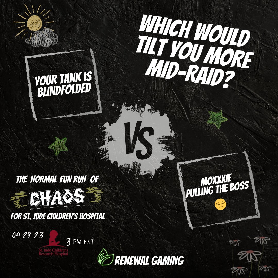 GamingRenewal's tweet photo. Join us Saturday April 29th 3 pm est πCHAOS FOR A CAUSE! π https://t.co/tdSfmw9TYI #stjude #chaosraid #renewalgaming https://t.co/4czYer7ddk