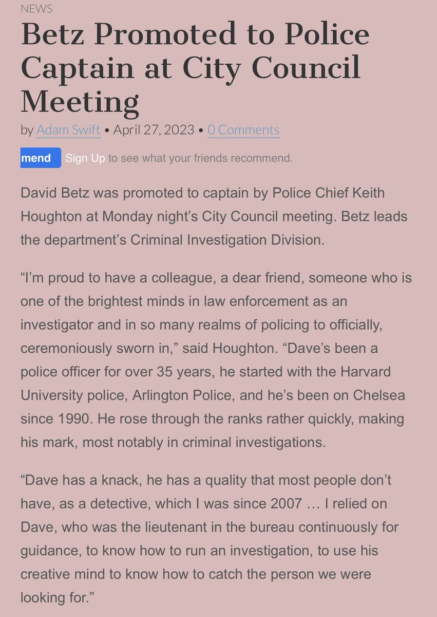 ChelseaScanner's tweet photo. Congratulations to David Betz
who was promoted to #captain
by #ChelseaPolice Chief Keith
Houghton at Monday night’s
City Council meeting. Betz
leads the department’s Criminal
Investigation Division.
( Article > #ChelseaRecord )
#ChelseaMA https://t.co/cXOeBVnsUf