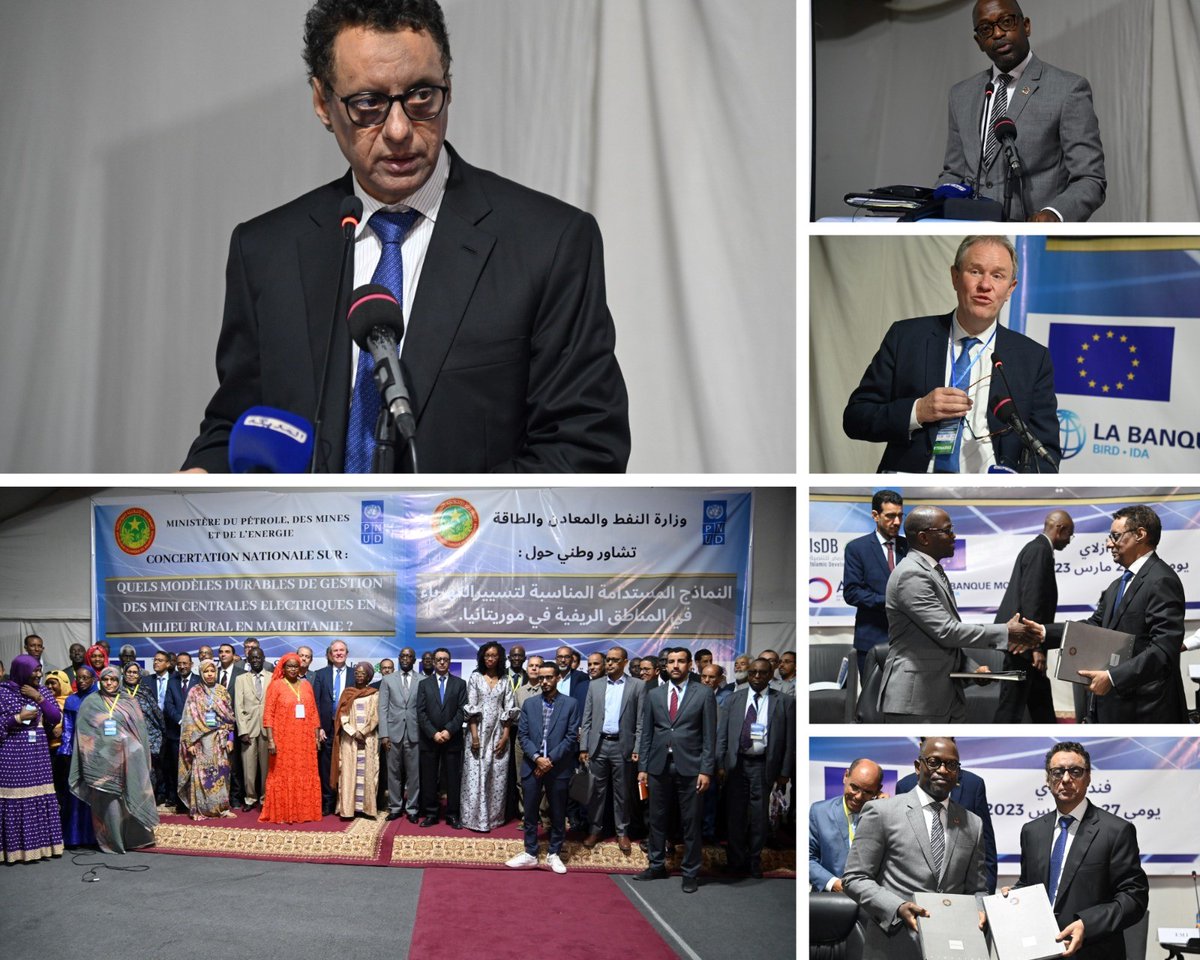 PNUDMauritanie's tweet image. Signature 🫱🏼‍🫲🏿Gouvernement🇲🇷 &amp;amp; @PNUDMauritanie du Programme cadre d&apos;Électrification des Zones Isolées visant l&apos;accès à l&apos;énergie et au développement ds 200 villages pauvres de la Mauritanie, + 300 000 personnes ciblées dont 60% de femmes.
#Sustainableenergyforall #LNOB #FutureSmart