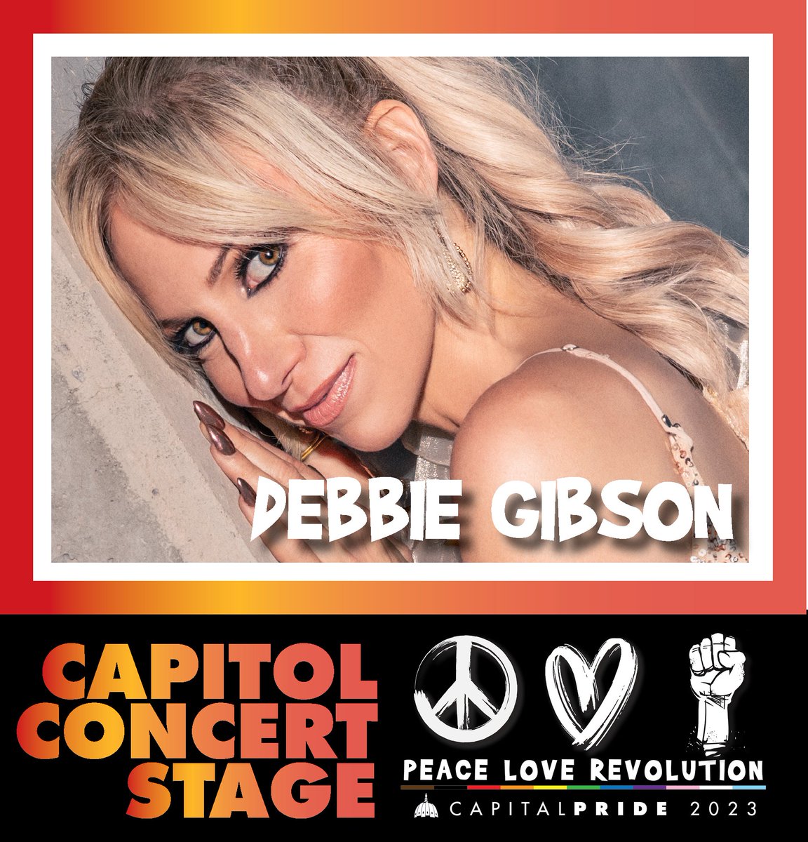 Capital Pride (@capitalpridedc) on Twitter photo 🚨 Concert announcement! The Capital Pride Concert presented by @HOT995, @PRIDERadio & <a href="/DARCARS/">DARCARS Automotive Group</a> is proud to announce that singer, songwriter & musician, <a href="/DebbieGibson/">Debbie Gibson</a>, will be hitting the Capitol Stage on Sun. 6/11!
#PeaceLoveRevolution 🚨 Concert announcement! The Capital Pride Concert presented by @HOT995, @PRIDERadio & <a href="/DARCARS/">DARCARS Automotive Group</a> is proud to announce that singer, songwriter & musician, <a href="/DebbieGibson/">Debbie Gibson</a>, will be hitting the Capitol Stage on Sun. 6/11!
#PeaceLoveRevolution