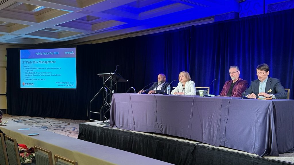 DoW_CIO's tweet photo. Ms. Stacy Bostjanick, Chief of Defense Industrial Base Cybersecurity, spoke at the RSAC panel on 3rd Party Risk management. She shared how DoD thinks about securing our supply chain &amp; the importance working collaboratively with our DIB partners. #cybersecurity #Zerotrust https://t.co/XKzVANSeFx