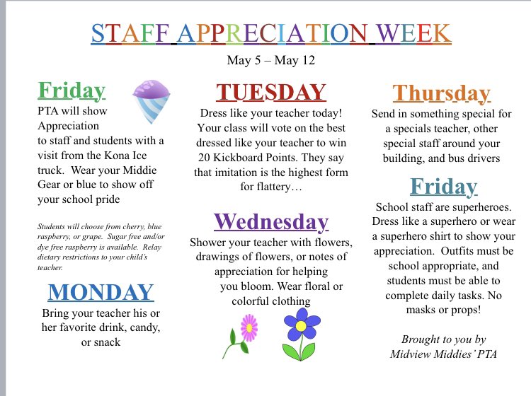 PTA is ready to celebrate with North, West, and East!!