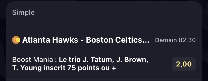 MeVTR_Prono's tweet photo. 🏀NBA🏀

⭐️

Bet N•1️⃣ : @1.57🥹
Bet N•2️⃣ : @2.0 🤪

Un seul match, un game 6 d’anthologie j’espère, boost hyper value, on y vaaaaa 🔥

RT et 🫶🏽 pour la force!🥶 
Que la magie opère 🪄  
#Betclic #TeamParieur https://t.co/YNQxXkH2cY