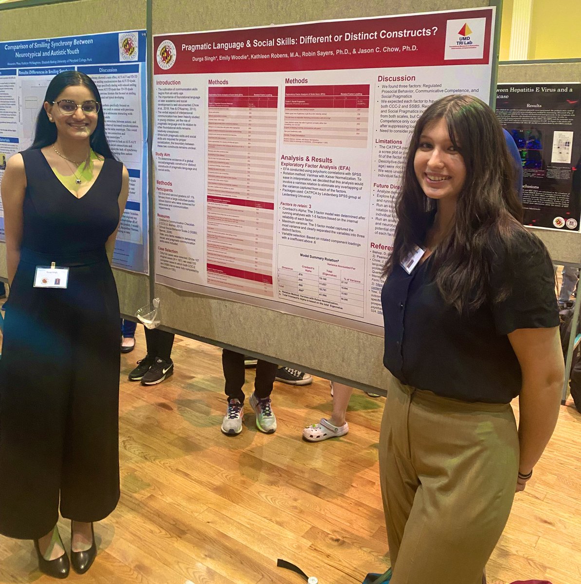 We are so proud of our <a href="/UMD_TRILab/">UMD_TRILab</a> RAs, Durga Singh and Emily Woodie, who presented their study at UMD undergraduate research day on determining overlap and differences between child pragmatic language and social skills! <a href="/UMDCollegeofEd/">UMD College of Education</a> <a href="/UMDResearch/">UMD Research</a>