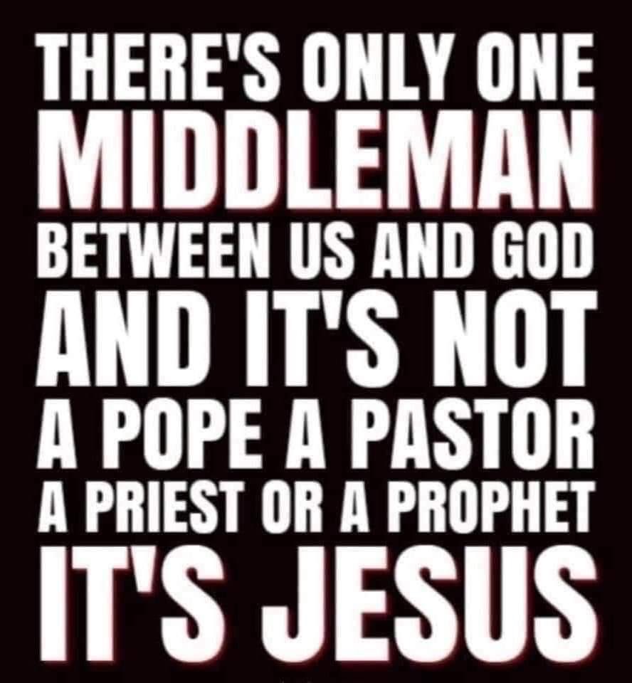 stephen72916029's tweet photo. 1 Timothy 2:5

“For there is one God, and one mediator between God and men, the man Christ Jesus;”

King James Version https://t.co/tmB8W8vCcI