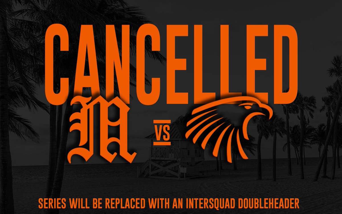 Due to unfortunate circumstances, the series with Embry-Riddle has been cancelled. In its place, we will be playing an intersquad doubleheader at the same time and place