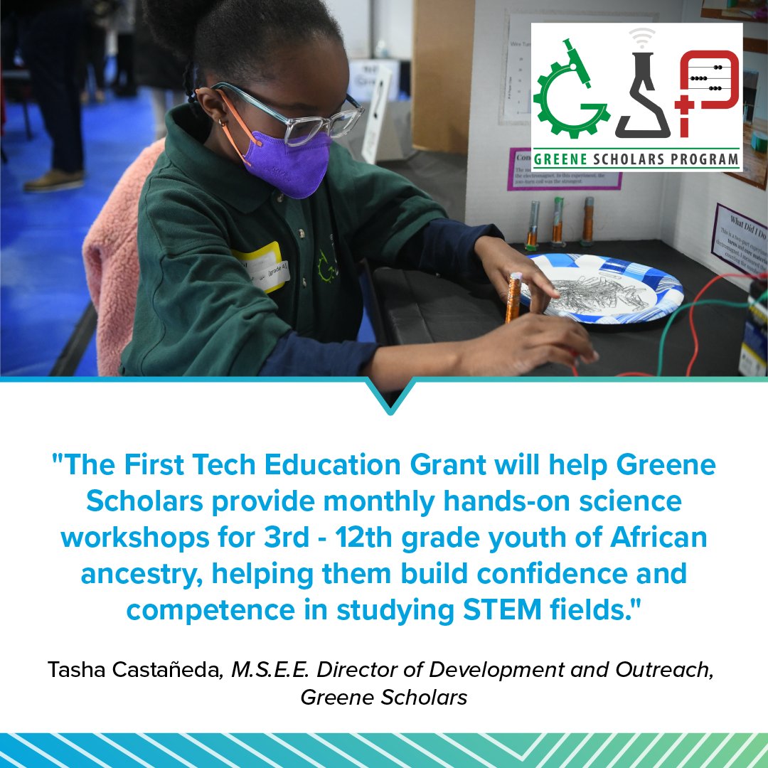 FirstTechFed's tweet photo. This year, #FirstTech awarded over 1 million dollars in education grants to over 60 nonprofits in STEM, early childhood literacy and financial education.
One of those nonprofits who received a 2023 grant was @greenescholars1 in the San Francisco Bay Area. https://t.co/Aju72WicIv