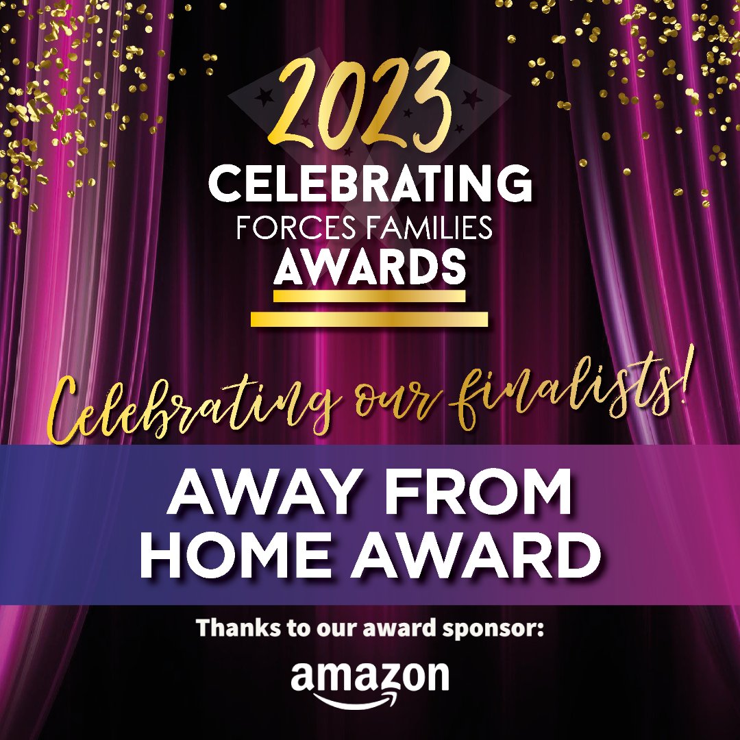 We're just one sleep away from announcing the winners at the #CFFAwards2023! Join us in celebrating our Away from Home finalists: 🏆Samantha Tibbetts 🏆Joanne Rush 🏆Rhoda Kirkpatrick 🏆Ashley Gallagher To our sponsors too, @Amazon celebratingforcesfamilies.co.uk/news Memories to be made!