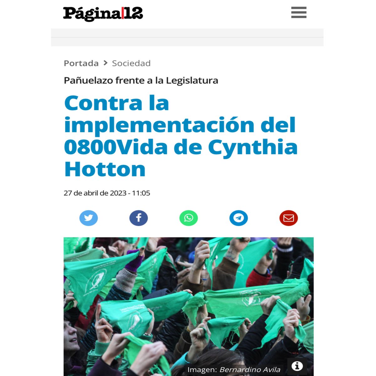 Quieren instalar verdes contra celestes, para tapar la bruta escalada del dólar, la pobreza y la inflación. 
El 0800 Vida no saca ningún derecho, refuerza el papel del Estado en acompañar a la mujer embarazada en situación de vulnerabilidad y al niño x nacer. #LeyMilDias