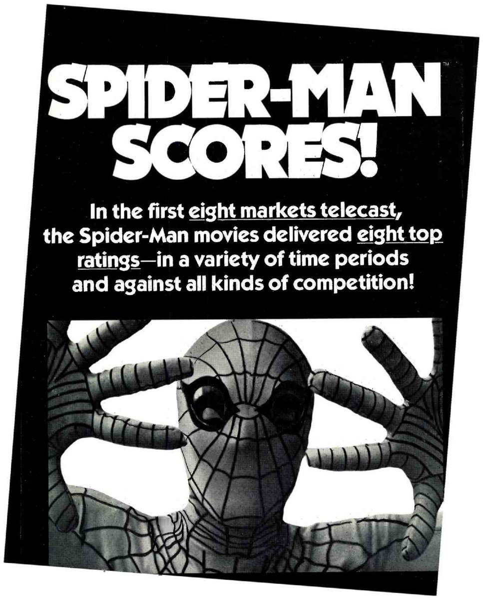 Stingray_travel's tweet photo. #TBT Spider-Man Scores! In the eight markets telecast, the Spider-Man movies delivered eight top ratings- in a variety of time periods and against all kinds of competition!
#NicholasHammond
#Spiderman77
@SpideyTVSeries @HammondSpidey77 https://t.co/ZRos44QY5M