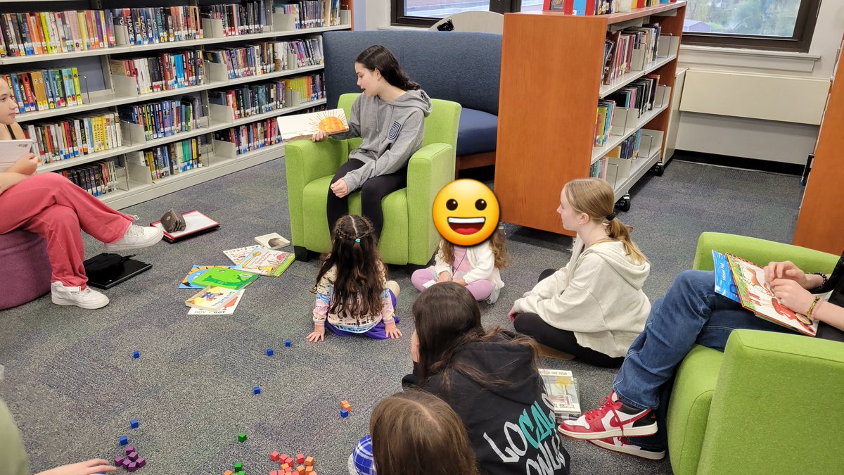 z_gross's tweet photo. Bring Your Child To Work Day at the MMS library featuring my 7th grade TIGS peer leaders storytime. Even my 2 year old helped out. @millburnschools @MillburnMSPrin https://t.co/r8852cJRmi