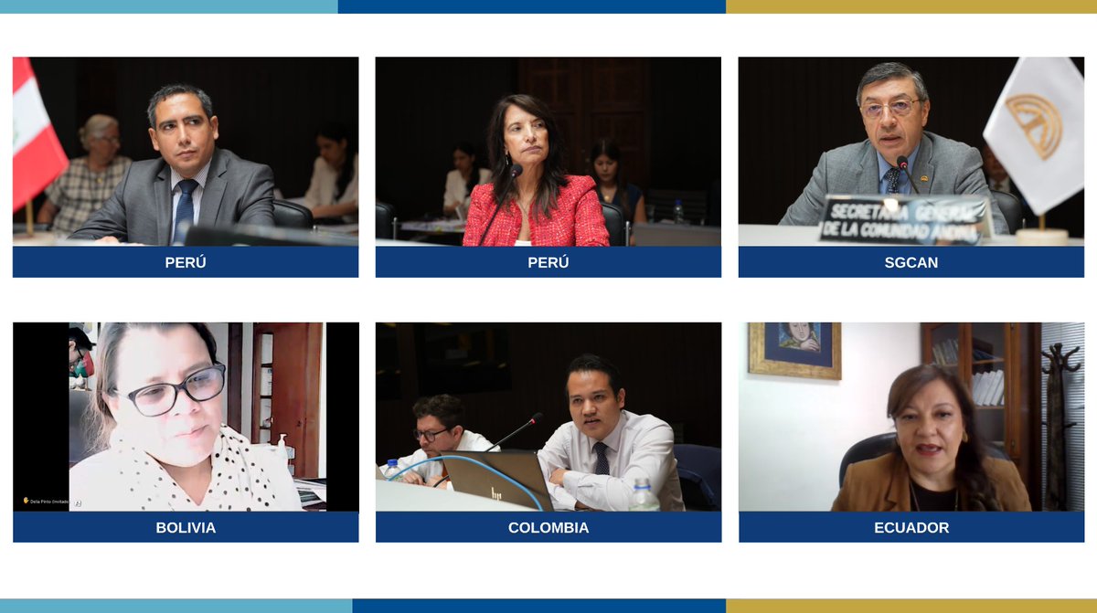 Hemos participado en la Quinta Reunión del Grupo de Trabajo para la Evaluación de la reforma, modernización, fortalecimiento y reingeniería de la <a href="/ComunidadAndina/">Comunidad Andina</a>, convocada por Perú #PPTCAN, en la cual estuvieron presentes las cancillerías y ministerios de Comercio de 🇧🇴🇨🇴🇪🇨🇵🇪.