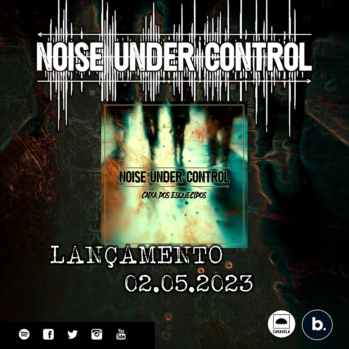 NoiseUnderCtrl's tweet photo. Faltam 5 dias! Dia 02 de maio (terça-feira) chega em todas as plataformas nosso novo som via Caravela Records/Believe Music. Então faça o pre-save de "Caixa dos Esquecidos" clicando no link: https://t.co/g3Ey6zNM5p É Noise! 🤘🏻
#NoiseUnderControl #CaixaDosEsquecidos https://t.co/HvPlrdzxZx