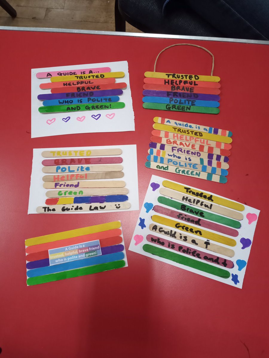93rdTrefoil's tweet photo. Looking back over the Guide Laws for our #TwitTwoo badge - we made these cute little reminders for ourselves! @TrefoilGuild #GuidingFriendsAreTheBestFriends https://t.co/dDpd175iuM