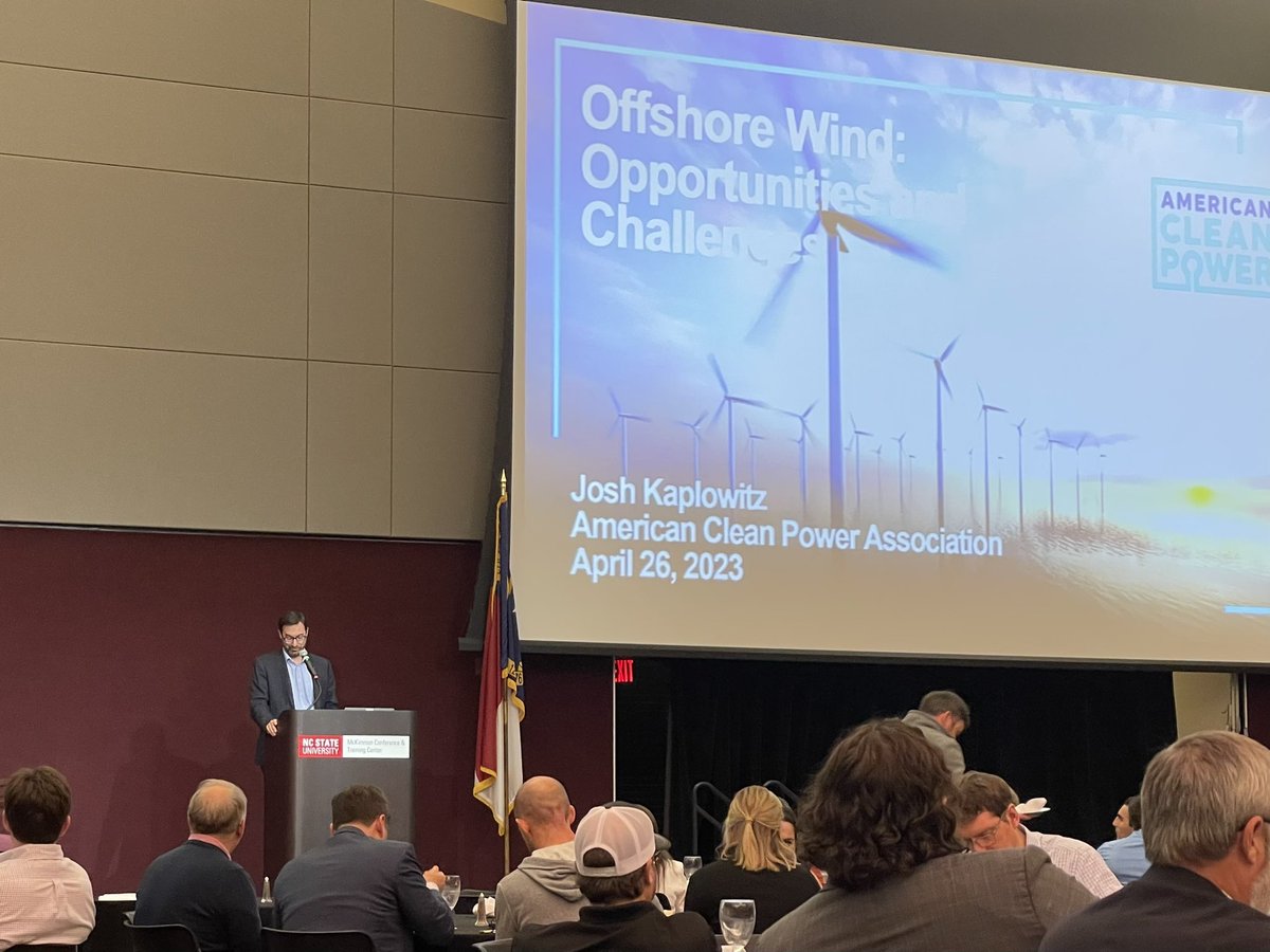 📣Thank you <a href="/NCCleanTech/">NC CleanTech Center</a> for organizing #NCenergy2023 

Great to raise awareness about #CarolinaLongBay offshore wind projects with our neighbors in the ocean <a href="/TotalEnergies/">TotalEnergies</a> 🌊

Extra special to have @JoshKaplowitz from <a href="/USCleanPower/">American Clean Power (ACP)</a> as the keynote speaker #offshorewind⚡️