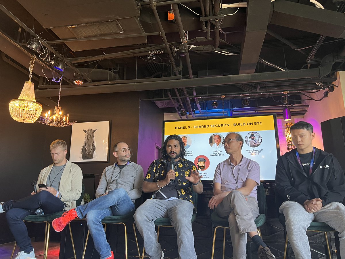 RIF and <a href="/rootstock_io/">Rootstock</a> contributor Erick Schneider discusses the power of building on #Bitcoin with <a href="/sunnya97/">Sunny Aggarwal 🧪</a>, <a href="/dntse/">David Tse</a> and @hobocrypt at the <a href="/snzholding/">SNZ Holding</a> side event at <a href="/consensus2023/">#Consensus2023</a>