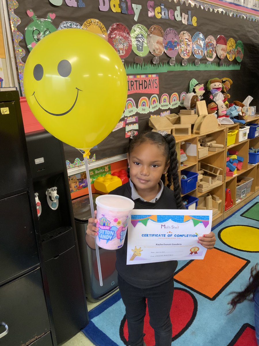 MathShelf's tweet photo. Congrats to Ms. Martinez's preschoolers in Compton.  Two students completed Math Shelf this week, and Ms. Martinez's class won the Math Shelf Pizza Party contest.  
#ComptonUnified #mathshelf #preschools https://t.co/gWQNLTb6Vw