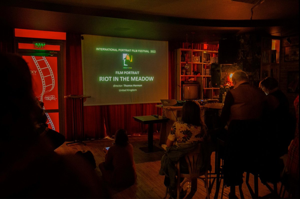 MeadowFilm's tweet photo. Wonderful photo of #RiotintheMeadow being screened in Plovdiv, Bulgaria as part of Opening Frame Session in #InternationalPortraitFilmFestival 2022 in November. Also had a great zoom session with the organizers and other filmmakers too.rtrait festival.

#IPFF https://t.co/BxPiXmh44p