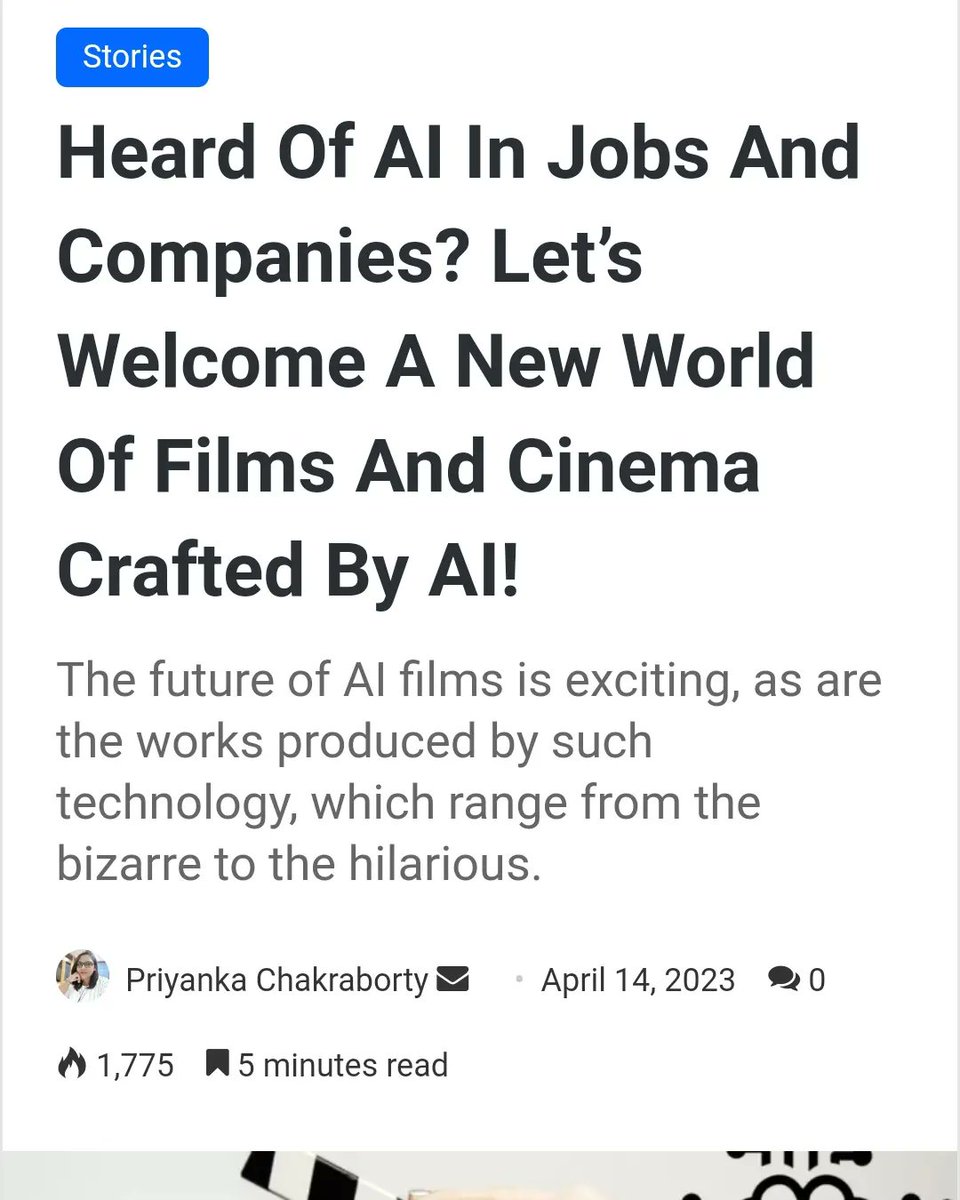 zaesarius's tweet photo. Article talking about the future of filmmaking and with the use of AI. 

Special mention to https://t.co/LFjyK8NJSb

https://t.co/E1bNcAwmW9 https://t.co/QR8kPfoF76