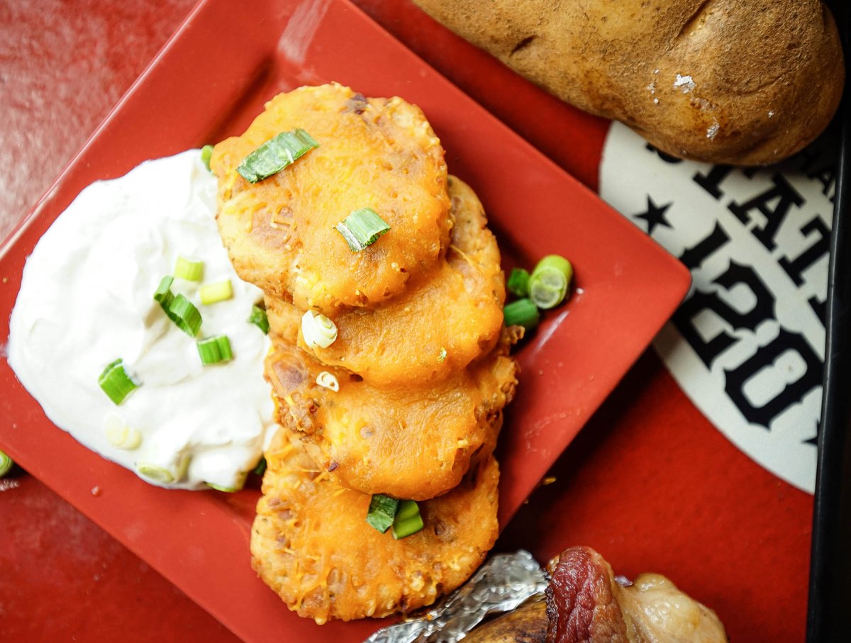 120Burger's tweet photo. Excuse us, we're having a moment here. Spud Cakes https://t.co/K0snGMKqgs