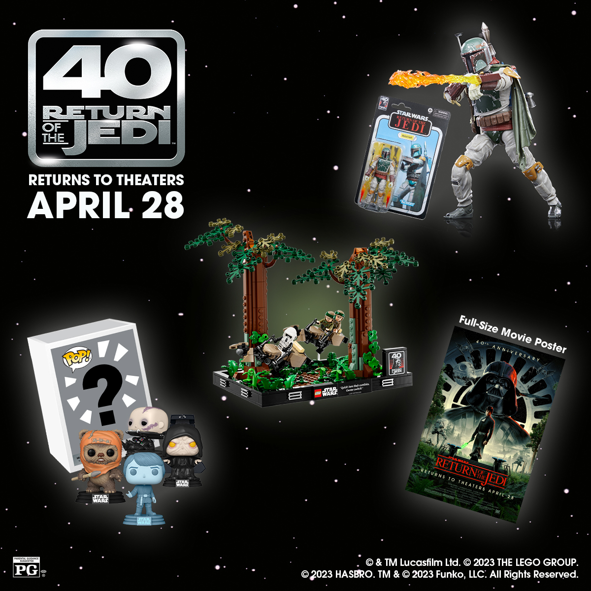 megaplextheatre's tweet photo. Enter for your chance to WIN this Return of the Jedi prize pack!

To enter:
- Follow us 
- Like this tweet 
- Comment w/ #MegaplexGalacticSweepstakes

NO PURCHASE NECESSARY. Ends May 5, 2023. Open to [50 U.S./D.C.; 18+]. Void where prohibited. Rules/Odds: https://t.co/XecjgpDz6u. https://t.co/lqot8w9mEk