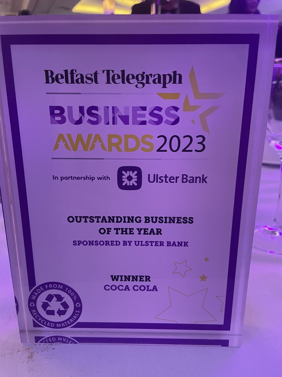 Amazing night this evening at <a href="/BelTel/">Belfast Telegraph</a> Business Awards. Great achievement by all at Coca-Cola HBC for winning Business of the Year  🎉