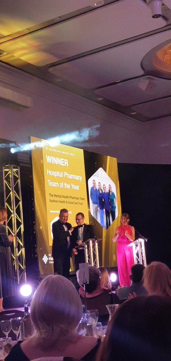 MMurphympharm's tweet photo. Great evening at the @kyronmedia NI Healthcare Awards representing rheumatology for the SHSCT and congrats to my colleagues in the mental health pharmacy team on winning hopsital pharmacy team of the year!! #pharmacy #nihealthcareawards 💊🎉 https://t.co/iZatZceL9j