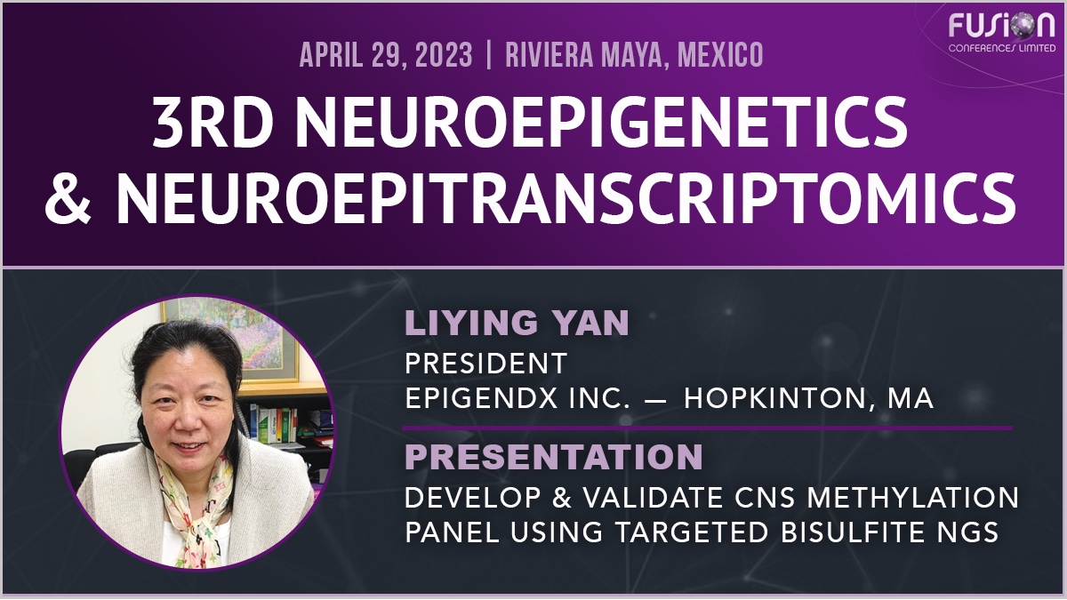 EpigenDx's tweet photo. We are excited to announce that #EpigenDx will be exhibiting at the upcoming  #Neuroepi23 in Riviera Maya, Mexico 🇲🇽 . Make sure you don't miss Liying's presentation: Develop &amp; Validate CNS #Methylation Panel Using Targeted Bisulfite NGS, where she will be sharing her insights… https://t.co/TT0ZitftBU
