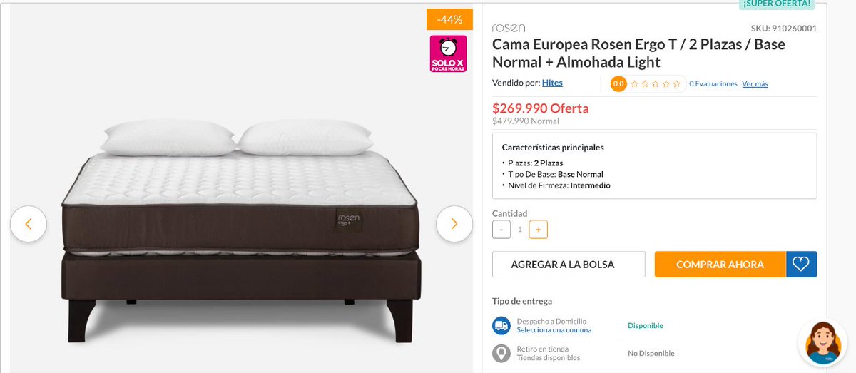 DescuentosRata's tweet photo. 🛌 Cama Europea Rosen Ergo T (2 Plazas) Base Normal + Almohada Light bajó a $269.990 con todo medio de pago en la web de Hites. 

➡ https://t.co/0zDsrCPr34 https://t.co/RKJH8UVGjA